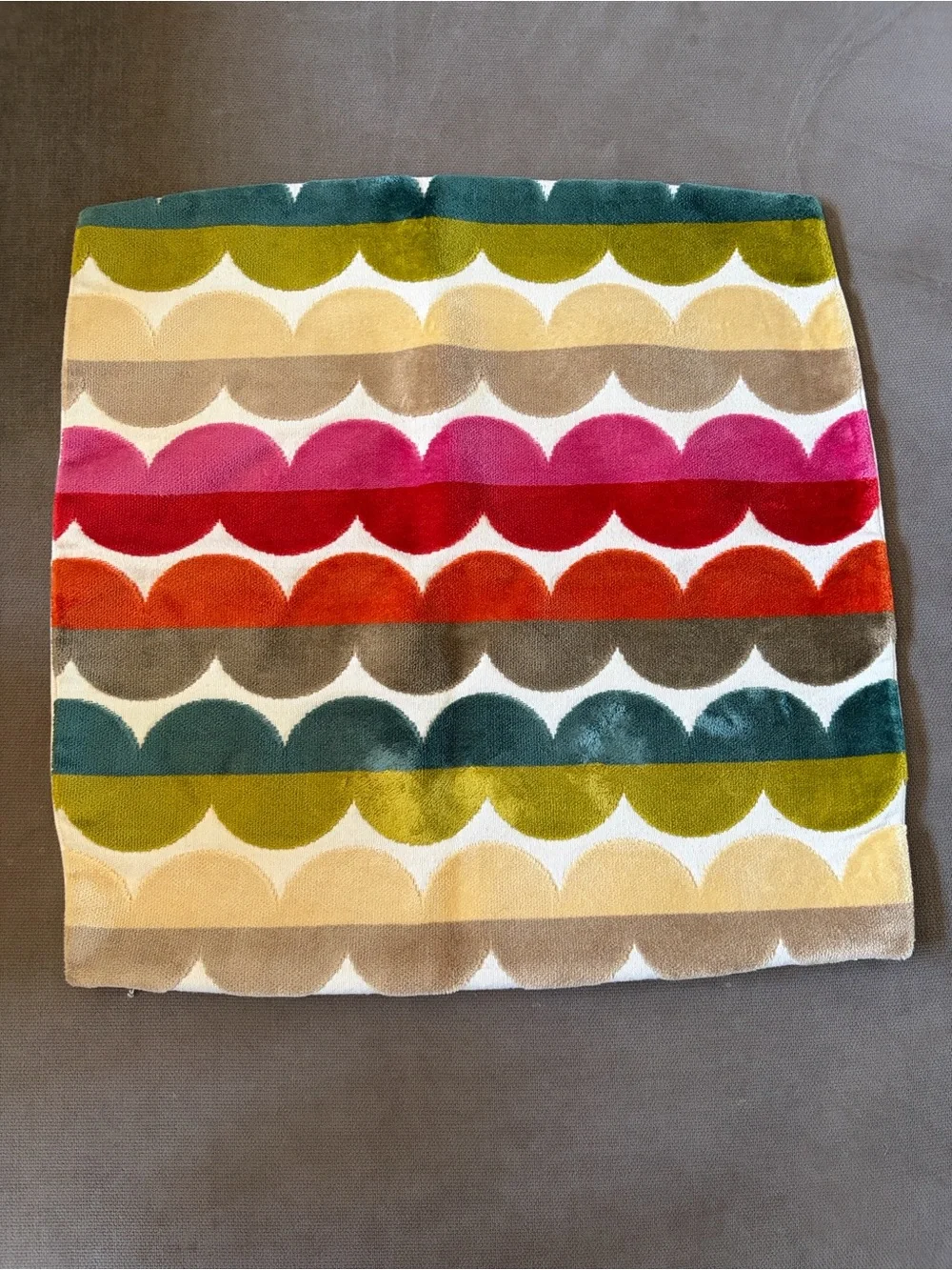 Retro Geometric Scallop Accent Pillow Cover | Velvet + Canvas | 18 x 18 | Modern